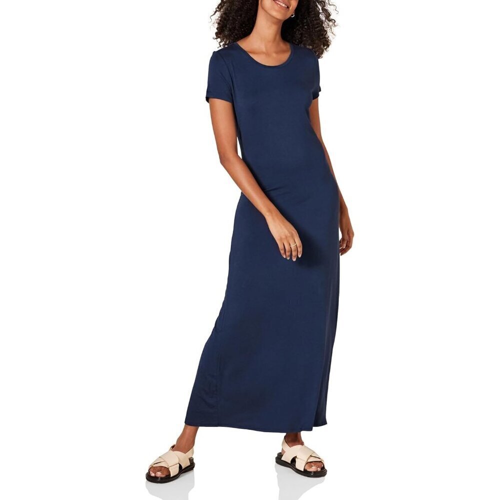 Women's Maxi Dress Rayon Blend Short Sleeve Flowy Casual Night Out